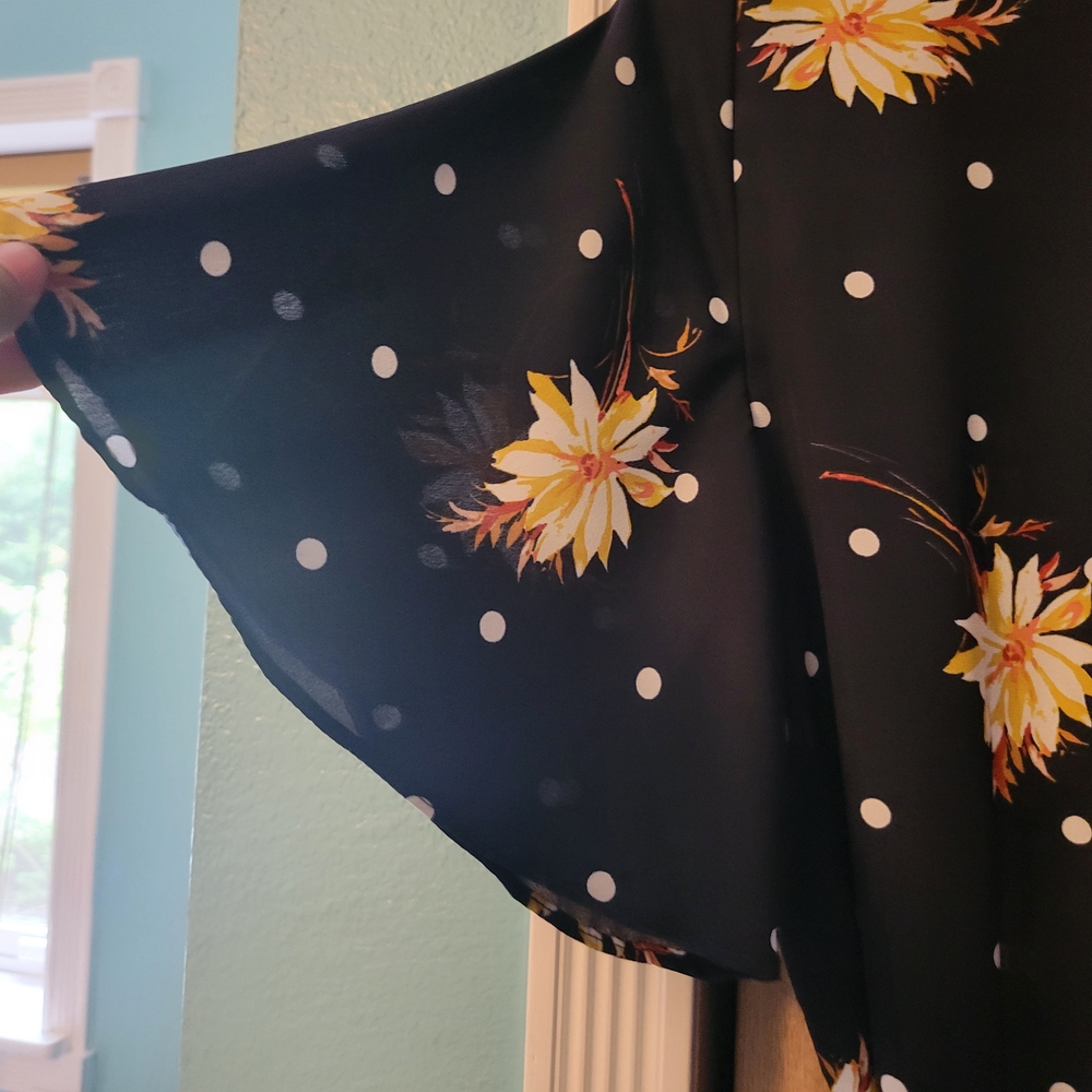 Banana Republic Factory Black Dress with Floral and Polka Dots - Picture 12 of 13